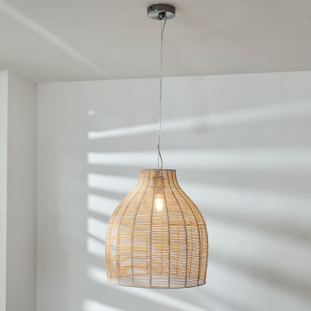 Caswell Natural Rattan Cloche Pendant Light